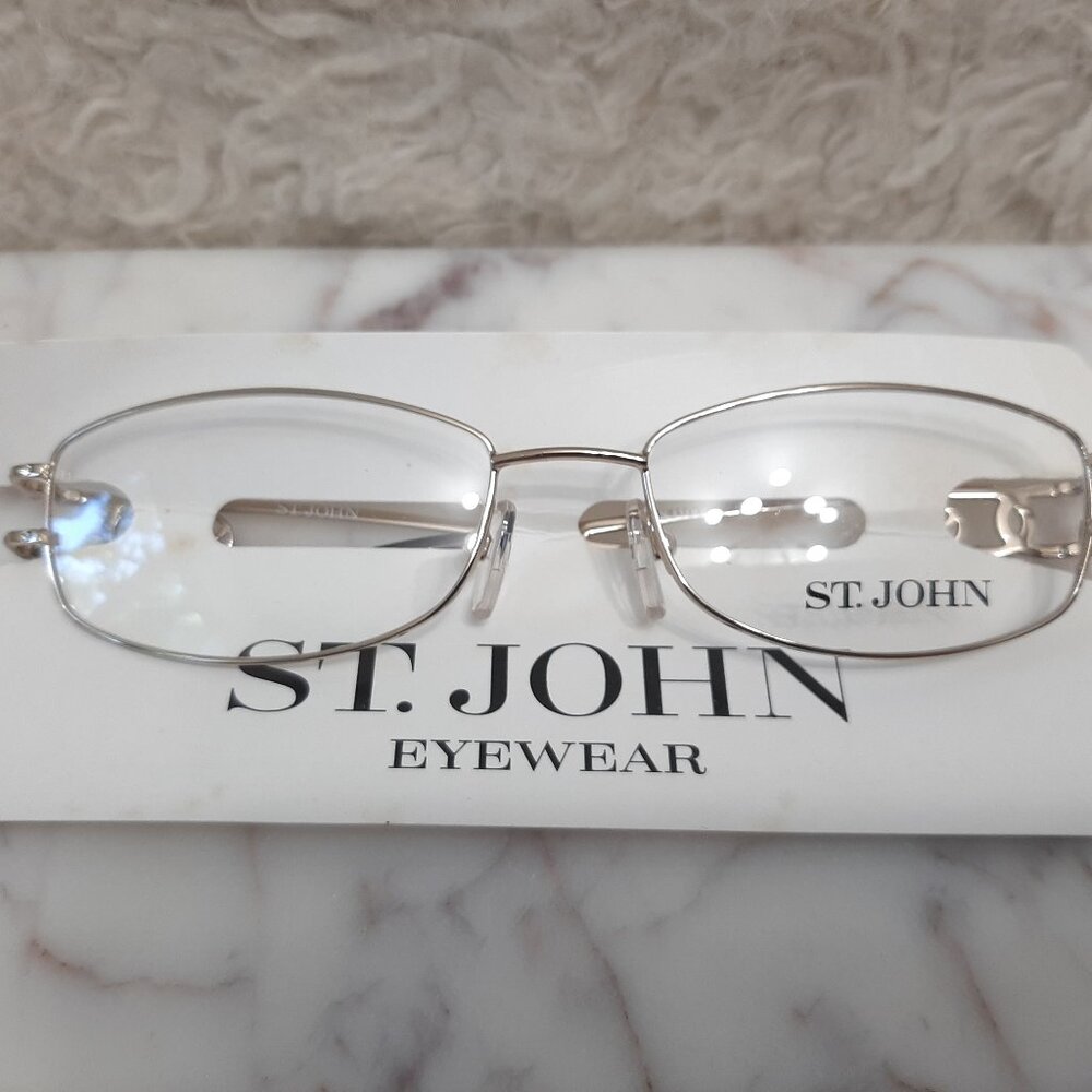 St. John Eyeswear SJ10003/003 Women's Silv Oval Rhinestone Full Rim Glasses Fram